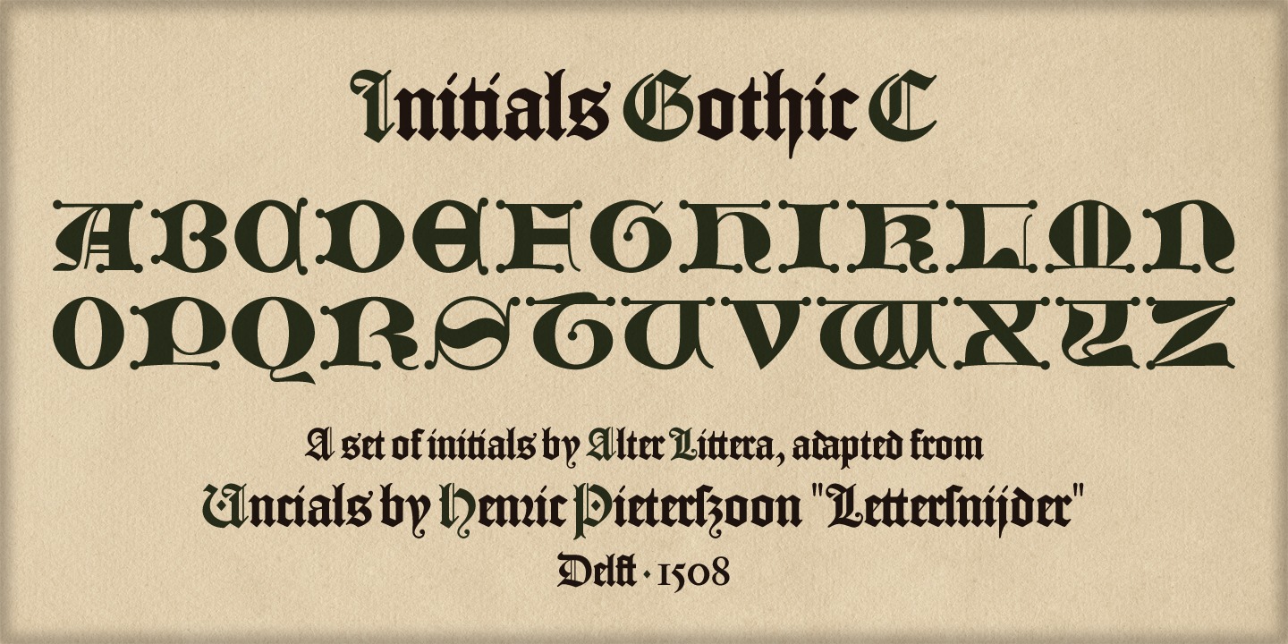 Schriftart Initials Gothic C
